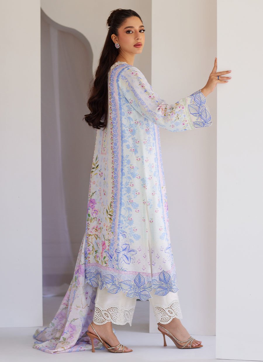 Zorya Ice Blue Shirt And Dupatta