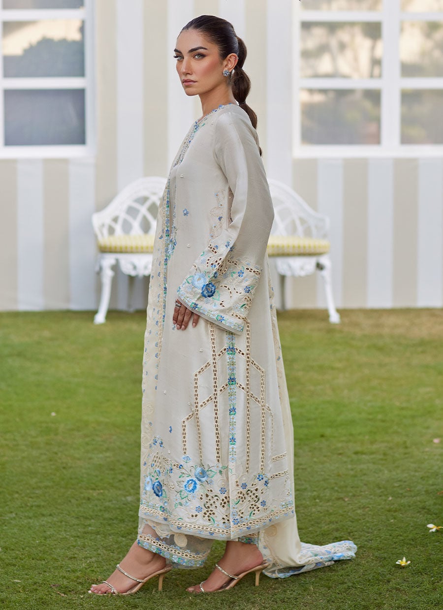 Delina Ivory Shirt And Dupatta