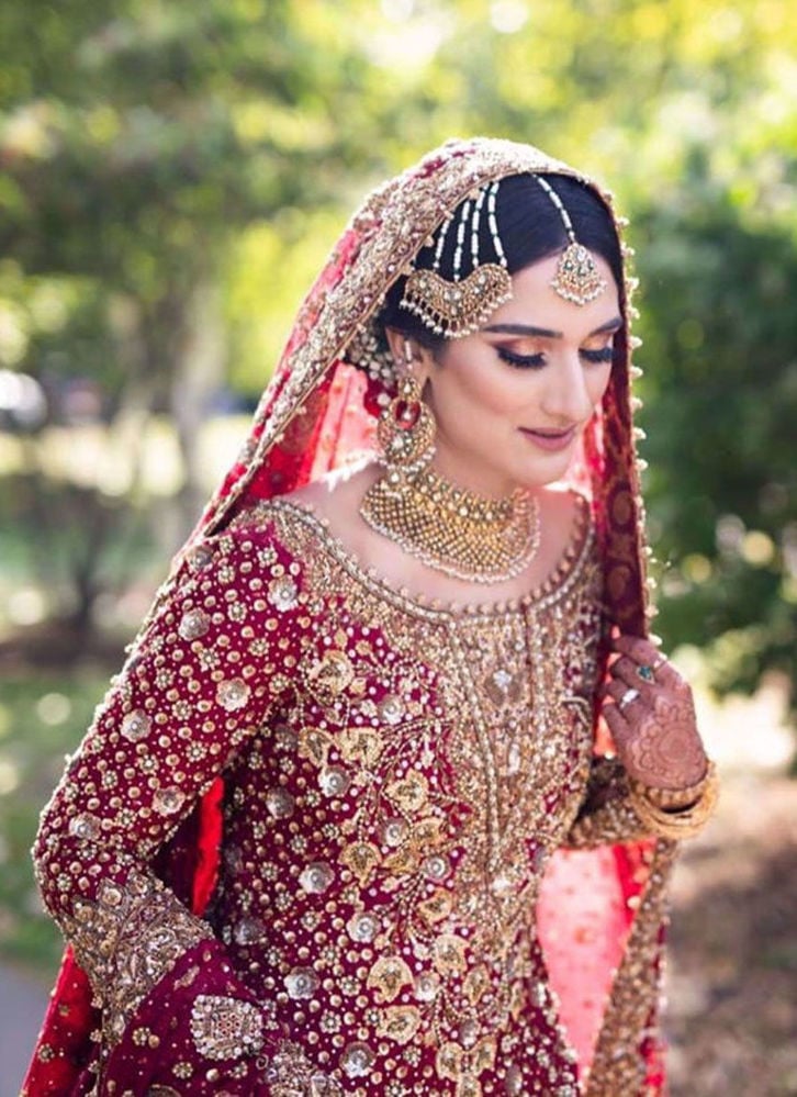 Saliha Ayub In A Scarlet Ensemble Accentuated With Intricate Zardozi