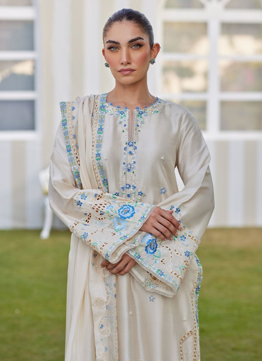 Delina Ivory Shirt And Dupatta