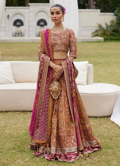 Lila Gold Lehnga Choli Bridal