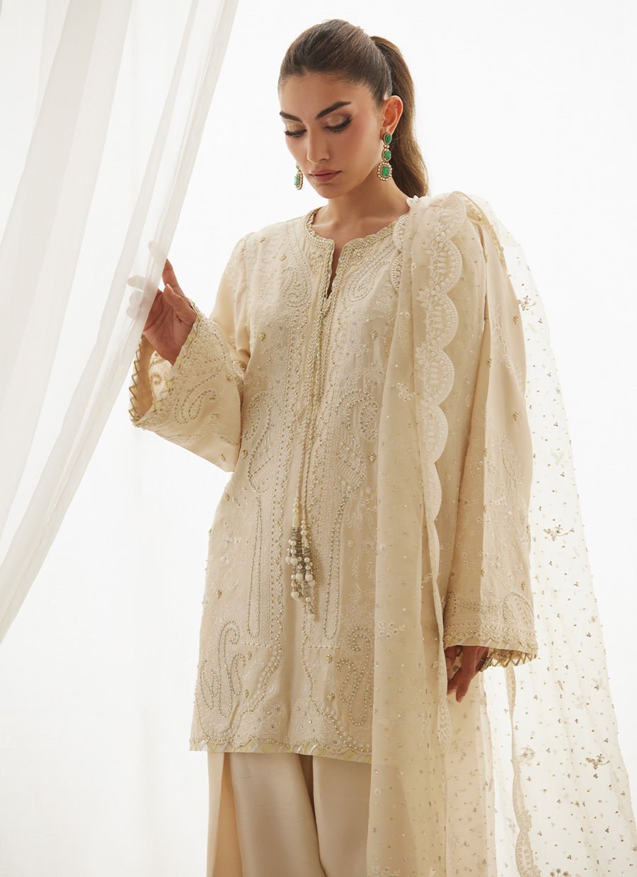 Mavi Ivory Shirt And Dupatta