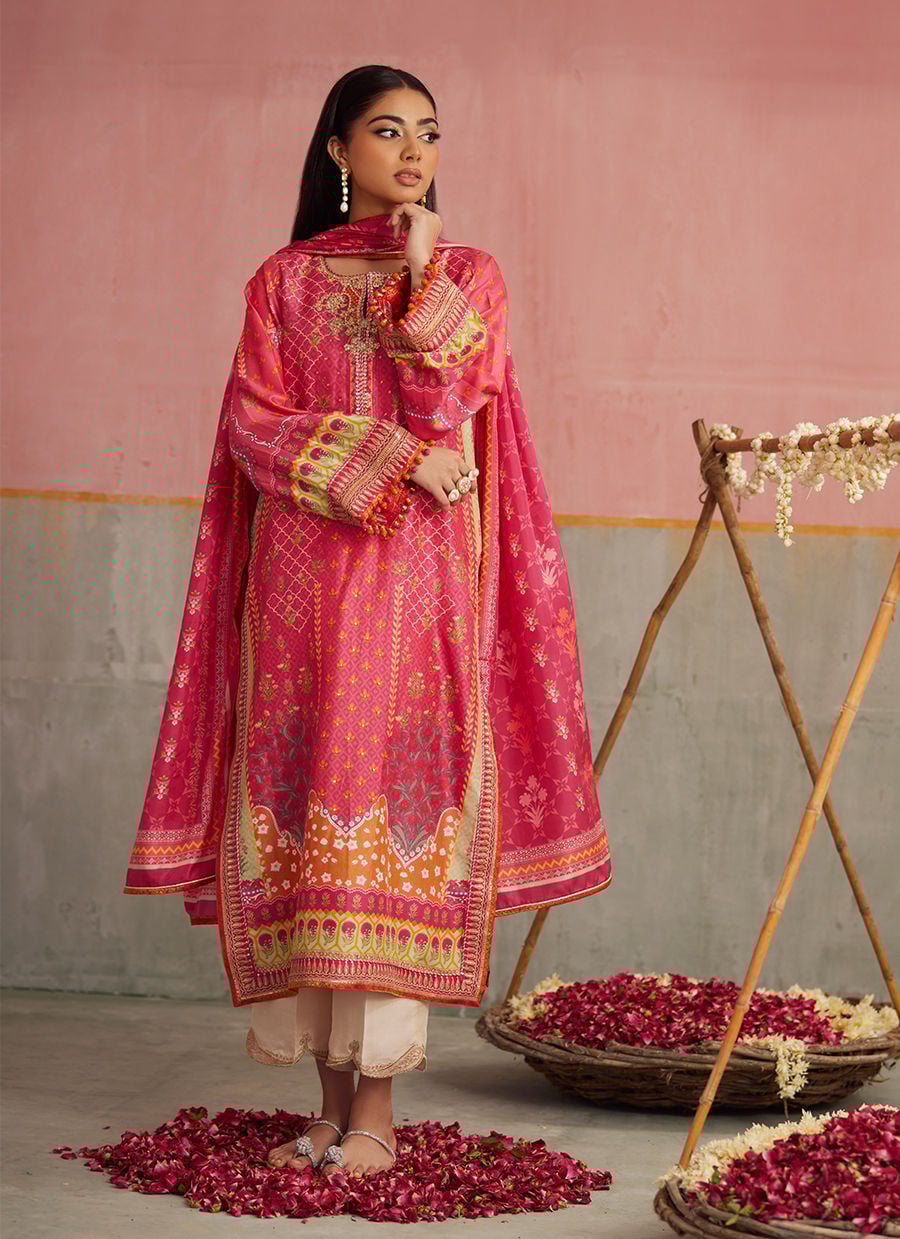 Selin Crimson Shirt And Dupatta