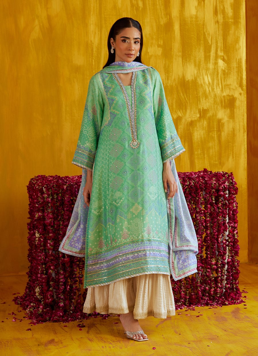 Arina Aqua Shirt And Dupatta