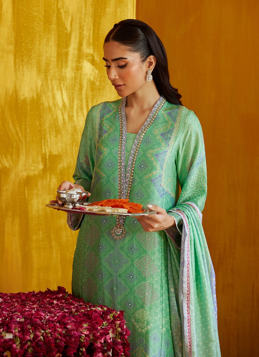 Arina Aqua Shirt And Dupatta