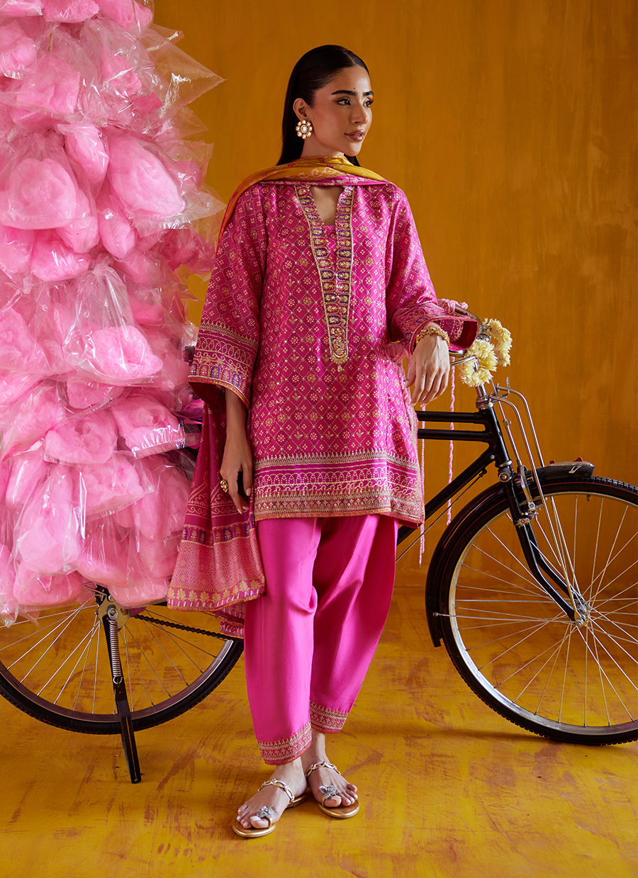 Nazli Hot Pink Shirt And Dupatta