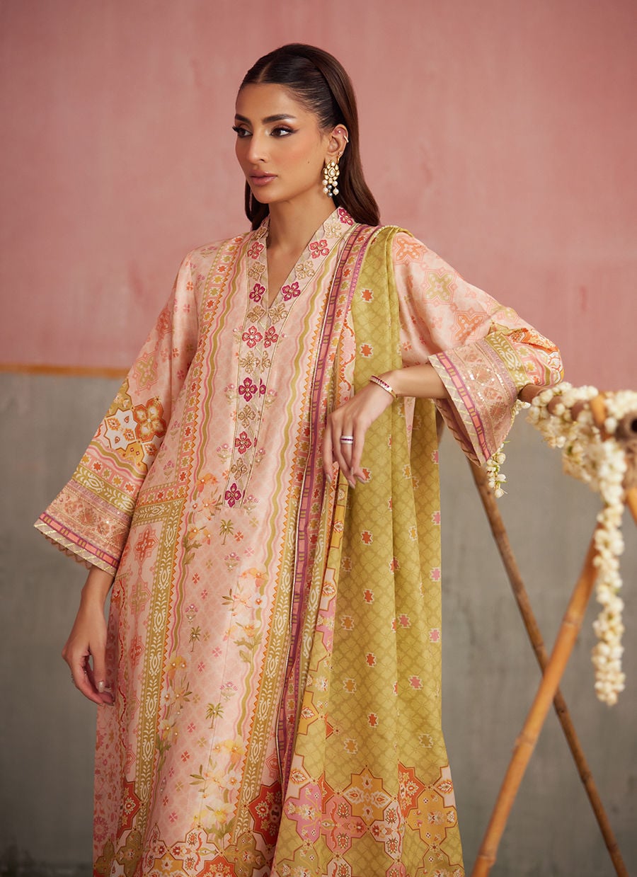 Eda Apricot Shirt And Dupatta