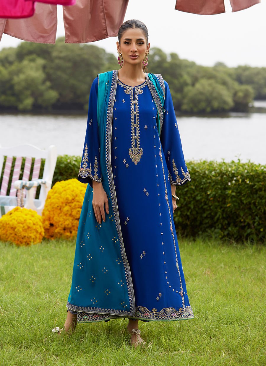 Opal Blue Shirt And Dupatta