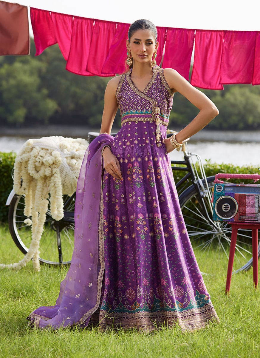 Aurora Aubergine Kalidaar And Dupatta