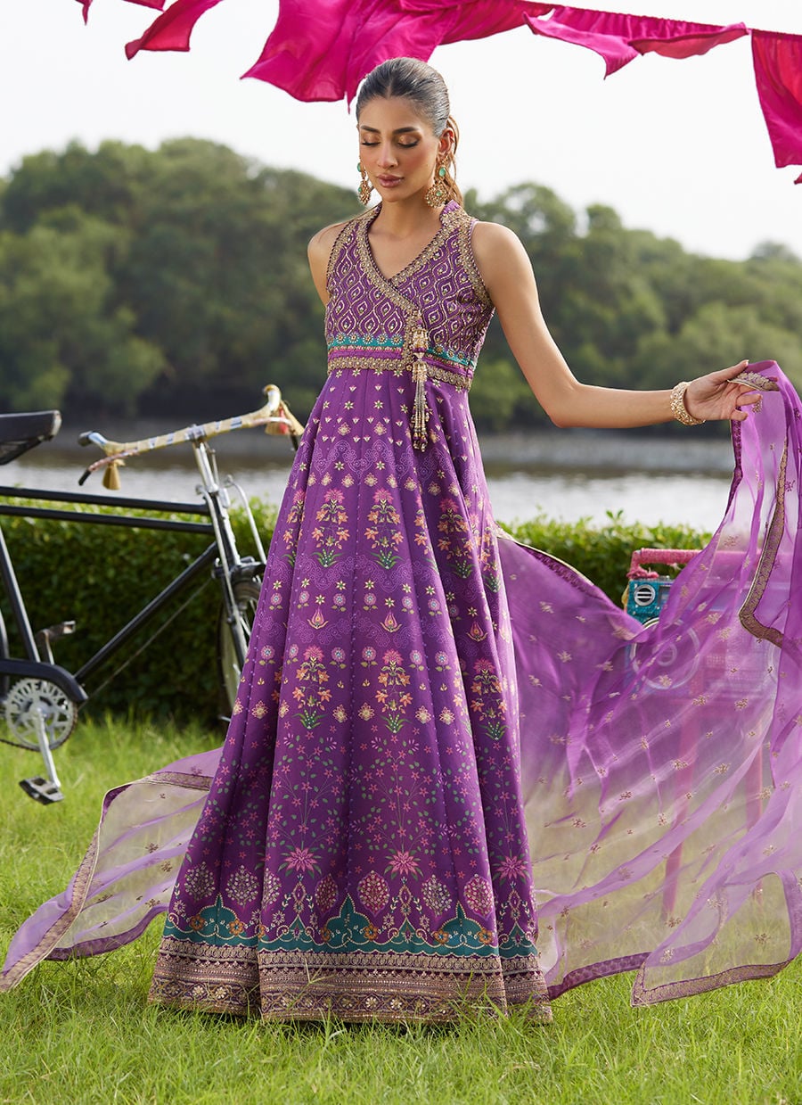 Aurora Aubergine Kalidaar And Dupatta