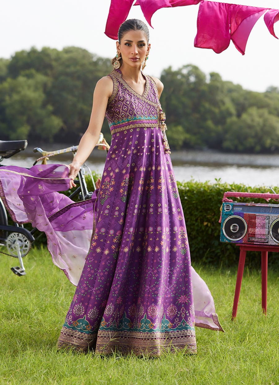 Aurora Aubergine Kalidaar And Dupatta