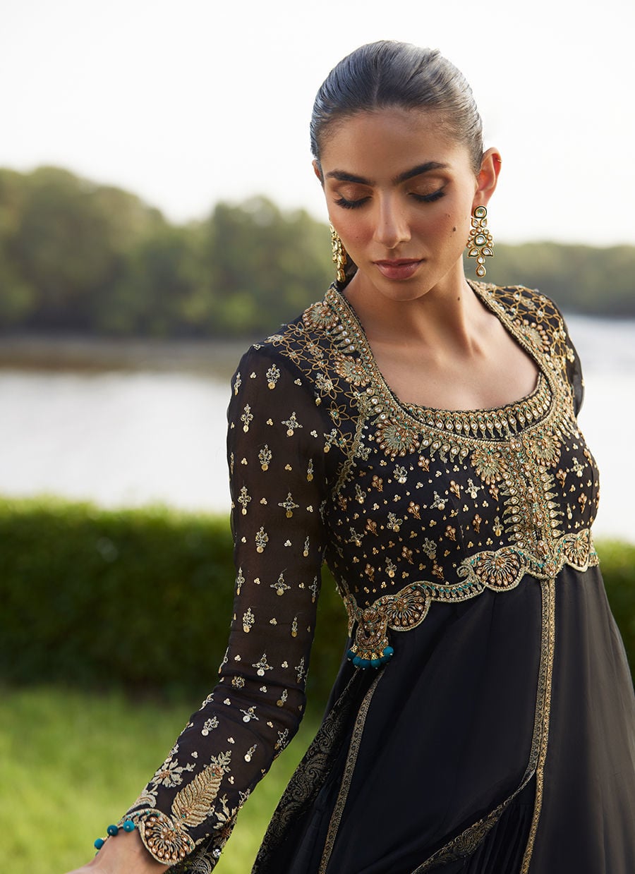 Mehzar Black Kalidaar And Dupatta
