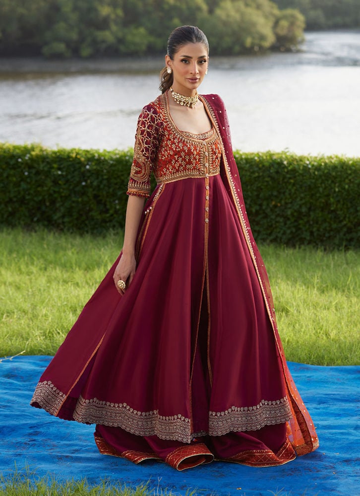 Anarq Crimson Kalidaar And Dupatta