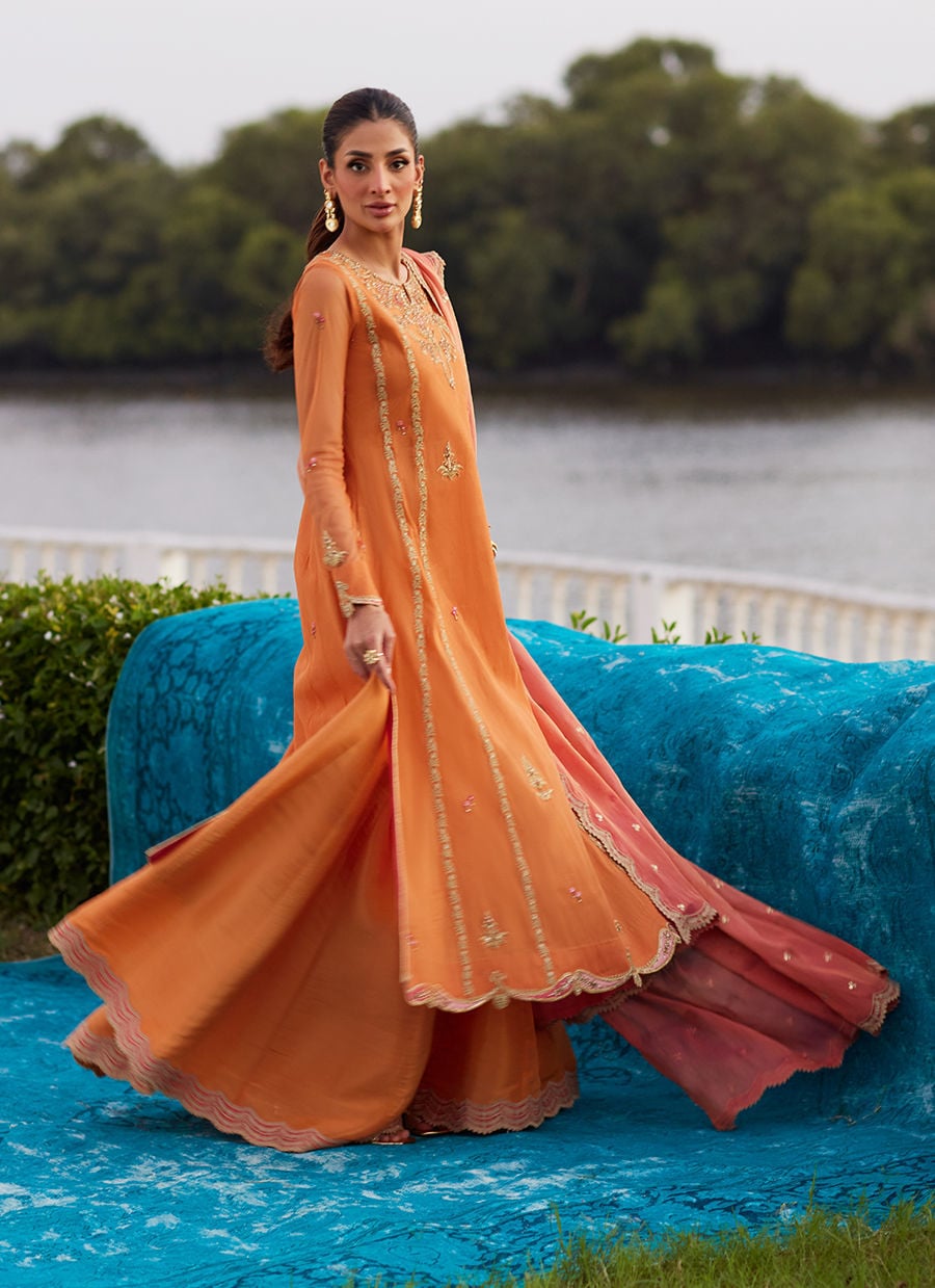 Anarkali Apricot Kalidaar And Dupatta