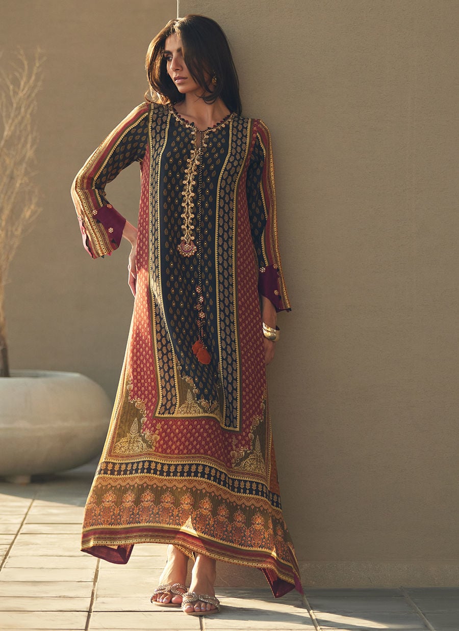 Ophelia Onyx Crepe Kaftan