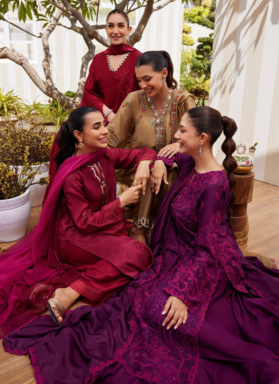 Sina Plum Shirt And Dupatta
