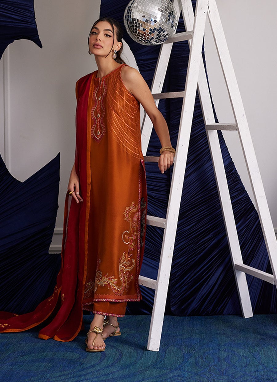 Zadie Burnt Orange Shirt Dupatta