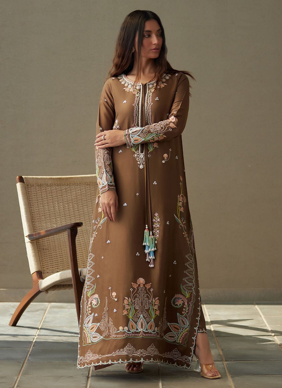 Enia Espresso Silk Kaftan