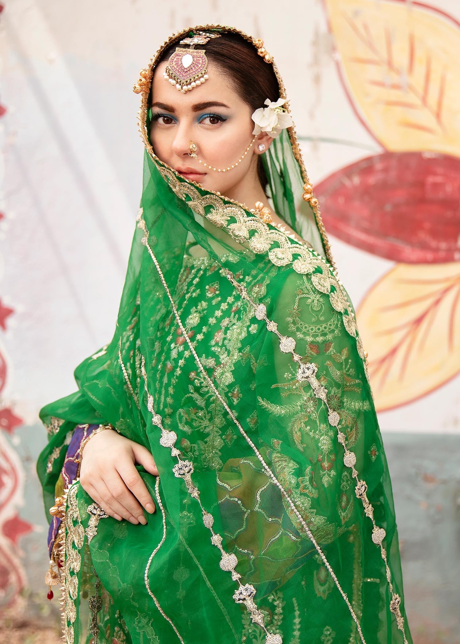 Organza printed dupatta with fancy trimmings