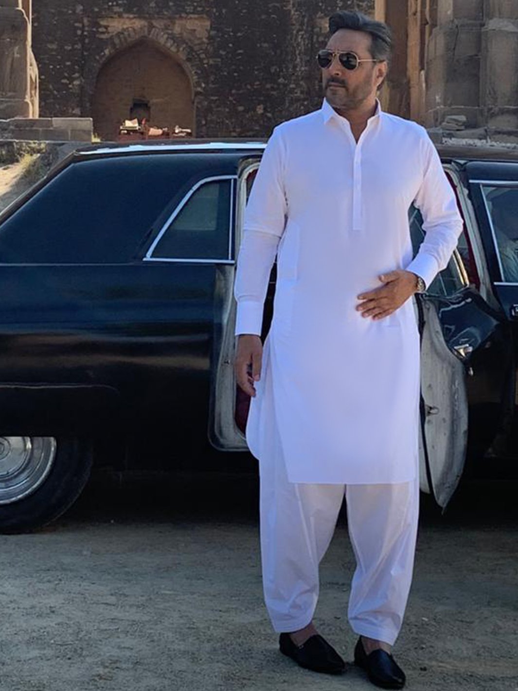 White Cotton Kameez Shalwar - ALBQ-KS-003-R14