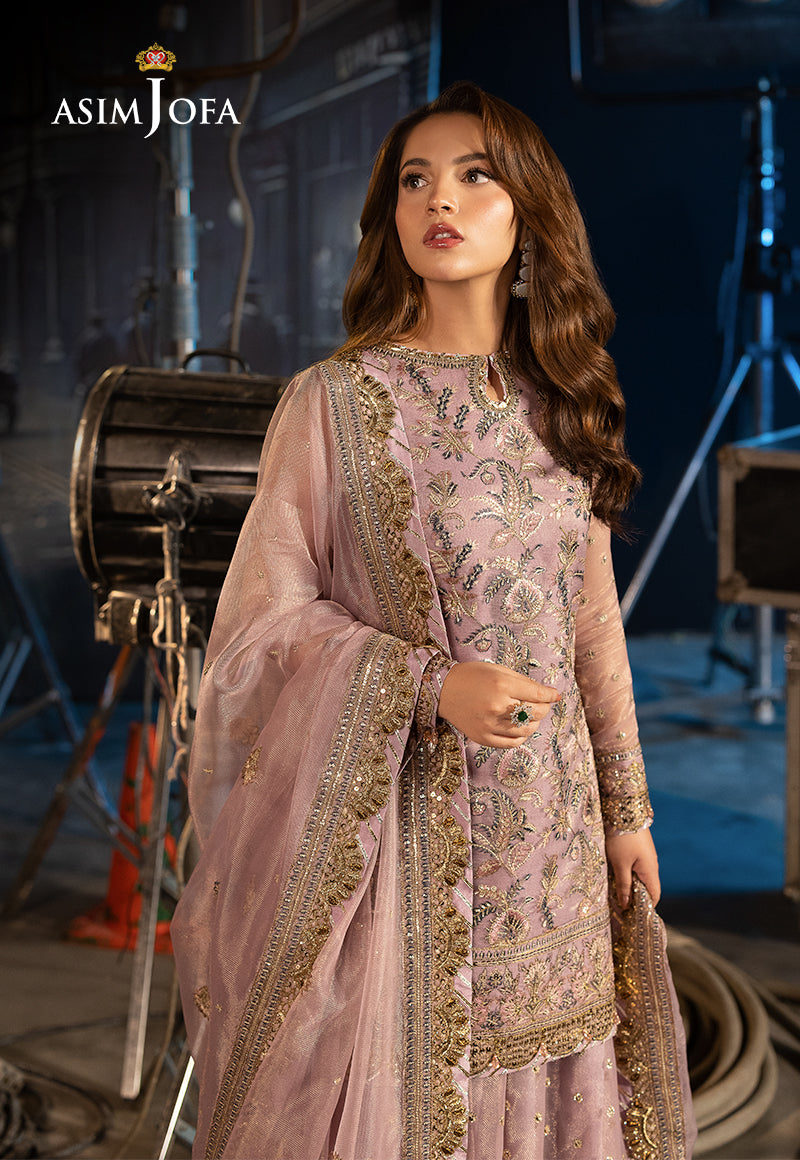 AJLFF-18 Embroidered Zari Check Net 3 Pcs
