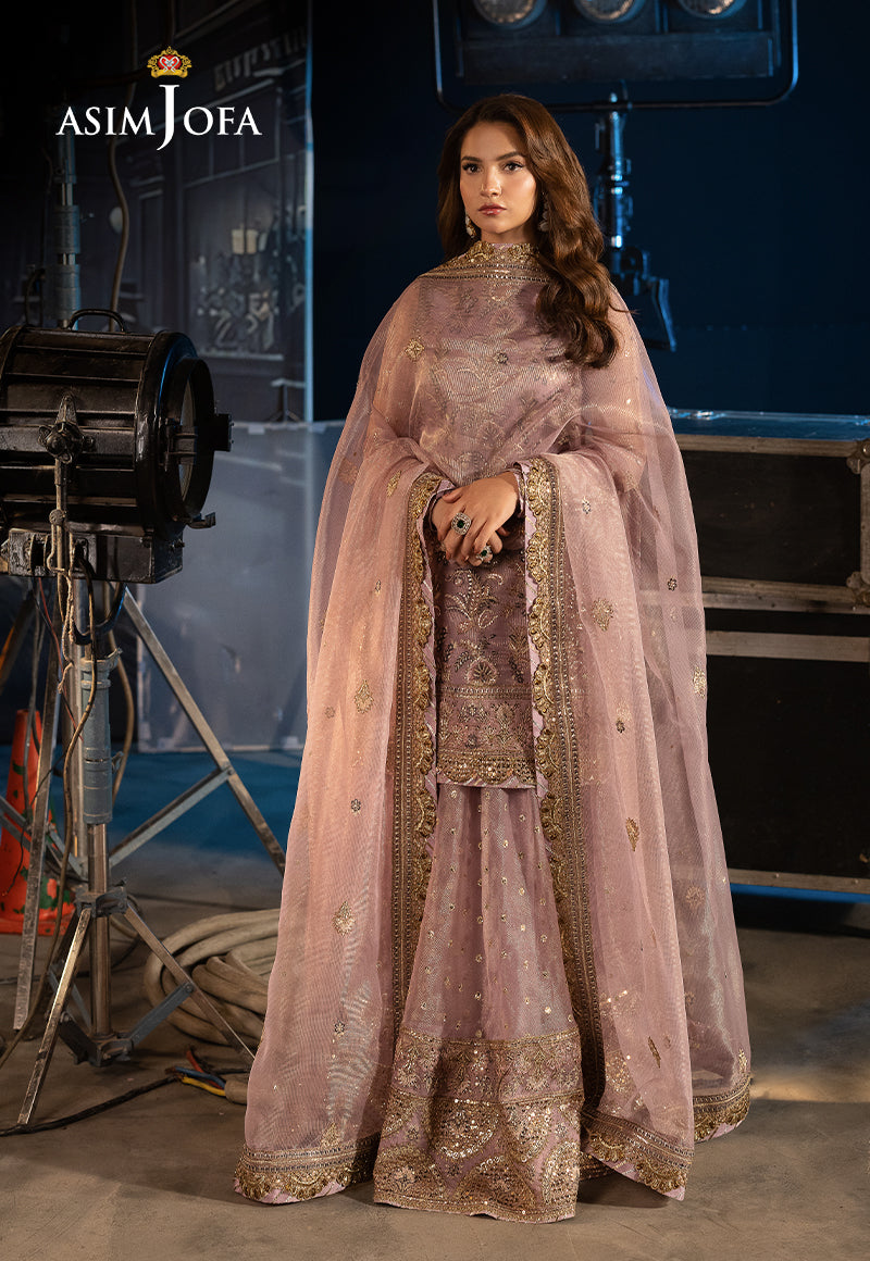 AJLFF-18 Embroidered Zari Check Net 3 Pcs