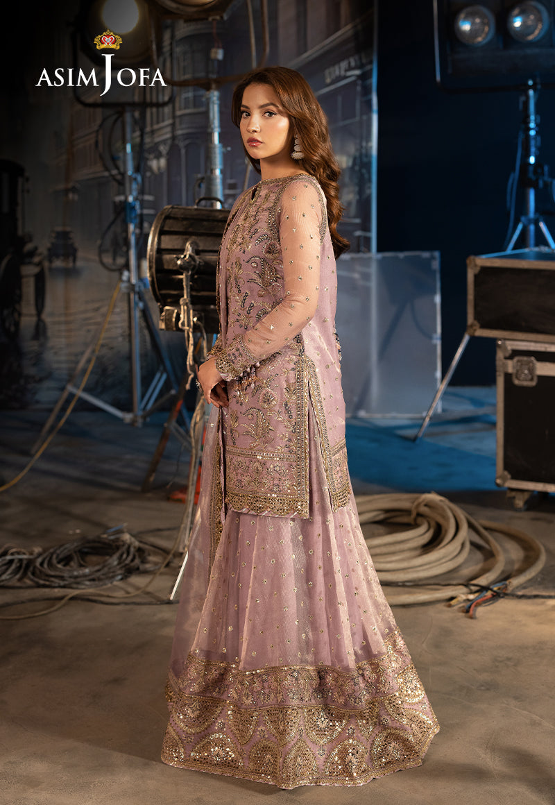 AJLFF-18 Embroidered Zari Check Net 3 Pcs