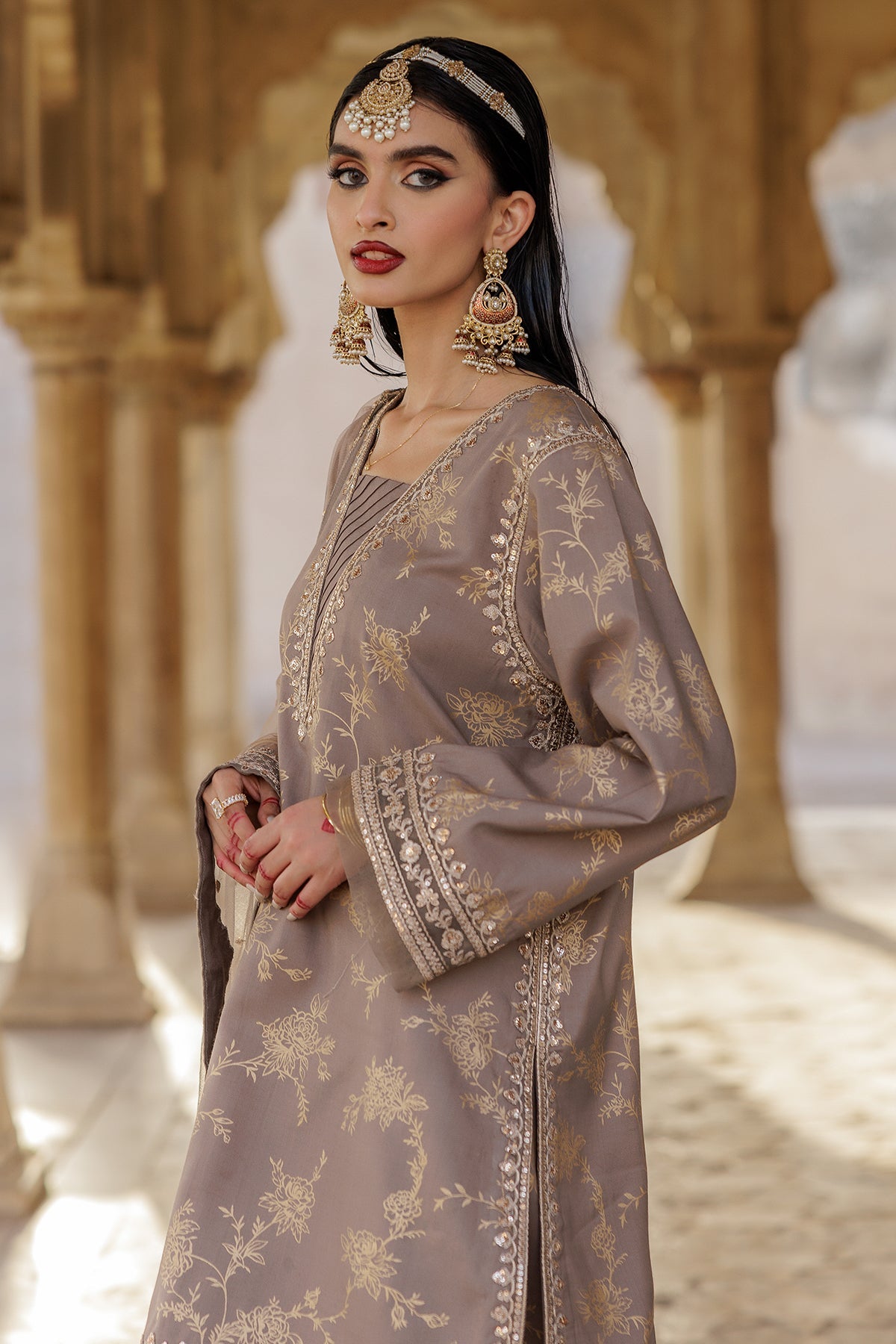 3-PC Embroidered Raw-Silk Suit CMA-5-043