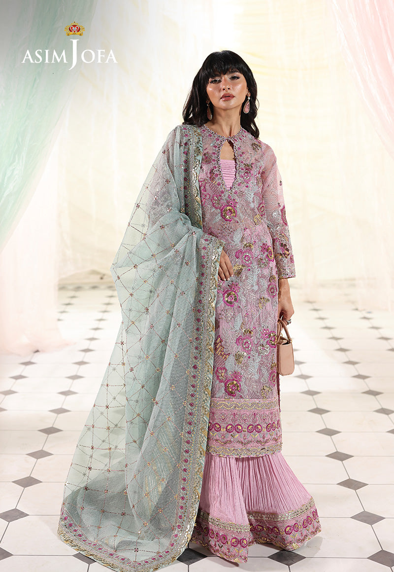 AJUEVD-11 EMBROIDERED AYUDIA ZARI NET STITCHED 3 PCS
