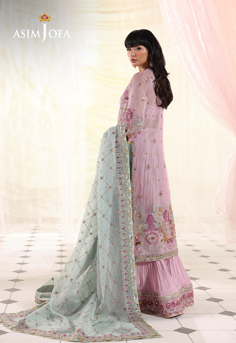 AJUEVD-11 EMBROIDERED AYUDIA ZARI NET STITCHED 3 PCS