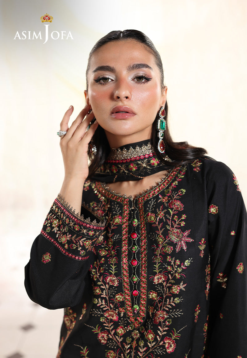 AJUEV-14 EMBROIDERED SILK UNSTITCHED 3 PCS