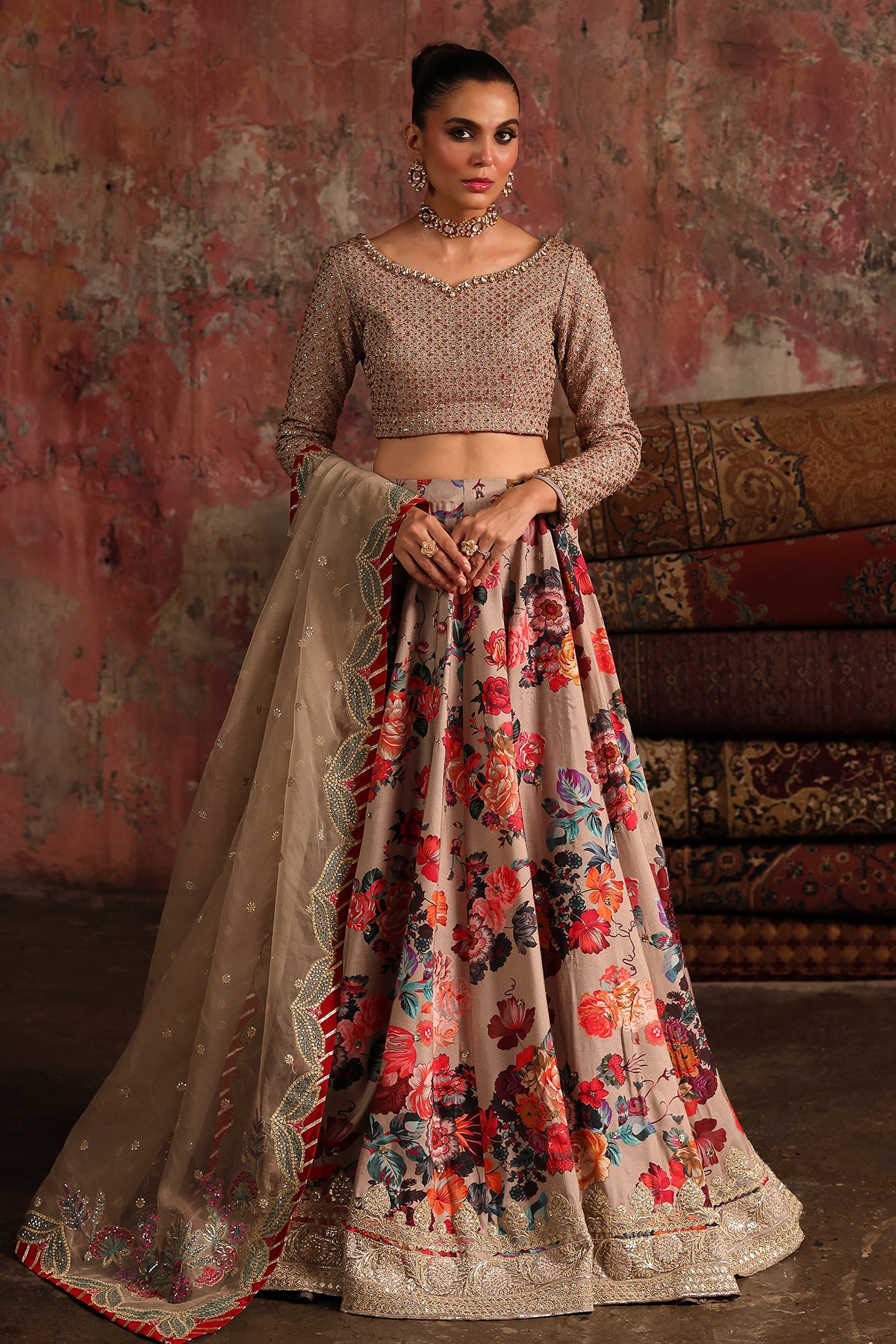 3-PC Embroidered Raw-Silk Suit CMA-5-06