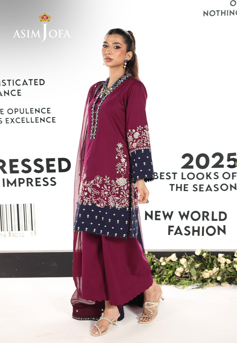 AJUEV-02 EMBROIDERED SILK UNSTITCHED 3 PCS