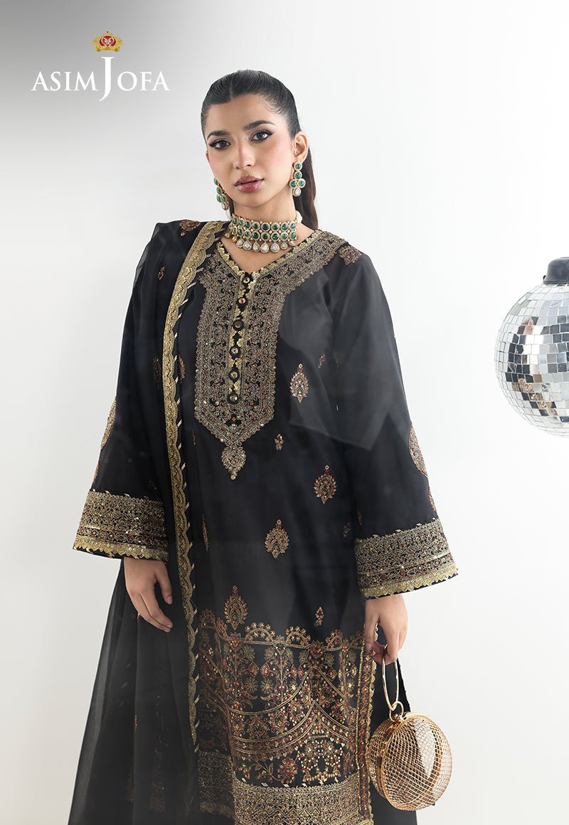 AJUEV-18 EMBROIDERED SILK UNSTITCHED 3 PCS