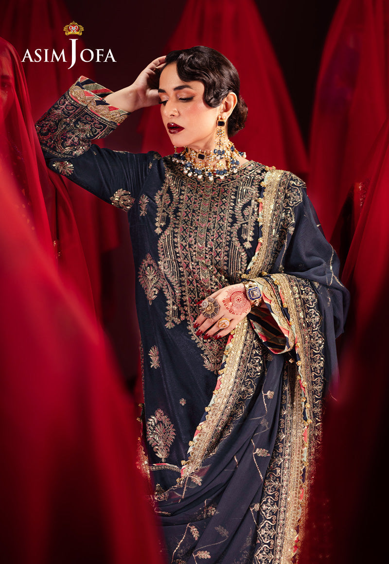 AJMVD-11 EMBROIDERED VELVET STITCHED 3 PCS