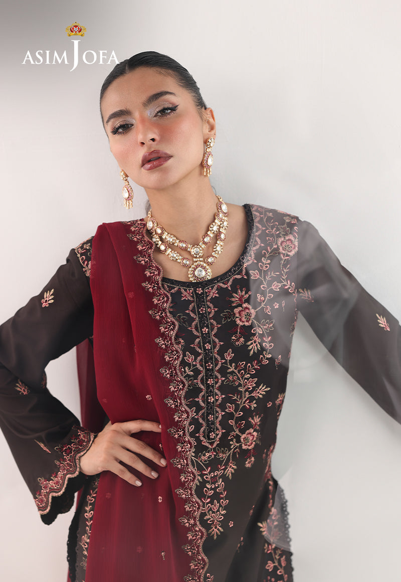AJUEV-01 EMBROIDERED SILK UNSTITCHED 3 PCS