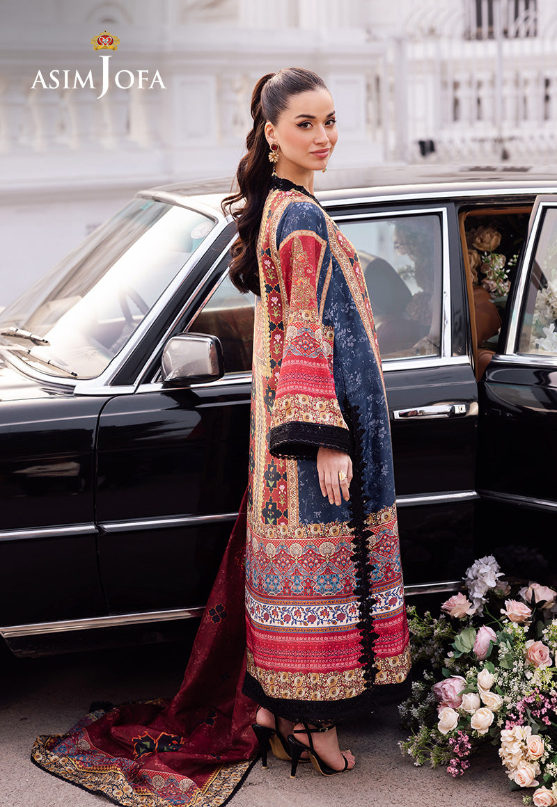 AJRS-05 DIGITALLY PRINTED EMBROIDERED BLENDED SILK 3 PCS