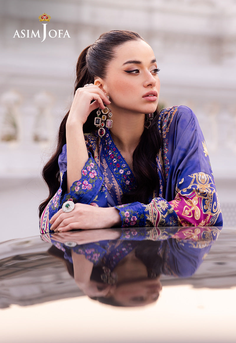 AJRS-06 DIGITALLY PRINTED EMBROIDERED BLENDED SILK 1 PC