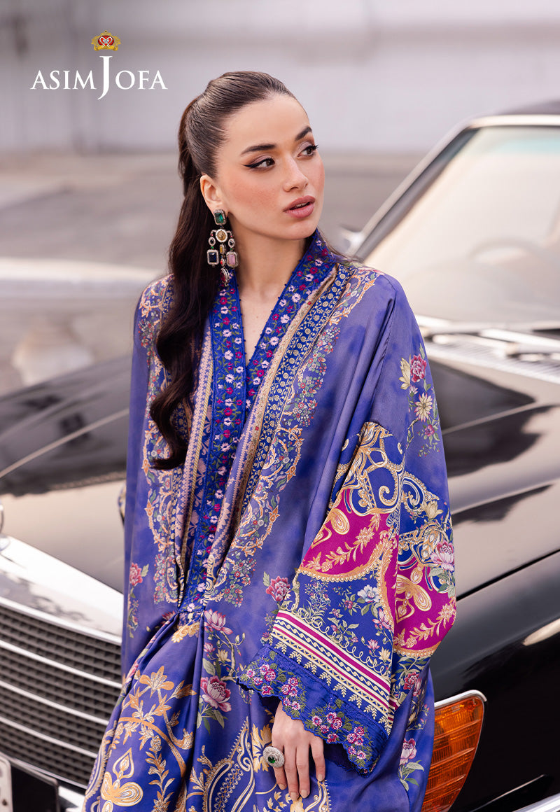 AJRS-06 DIGITALLY PRINTED EMBROIDERED BLENDED SILK 1 PC