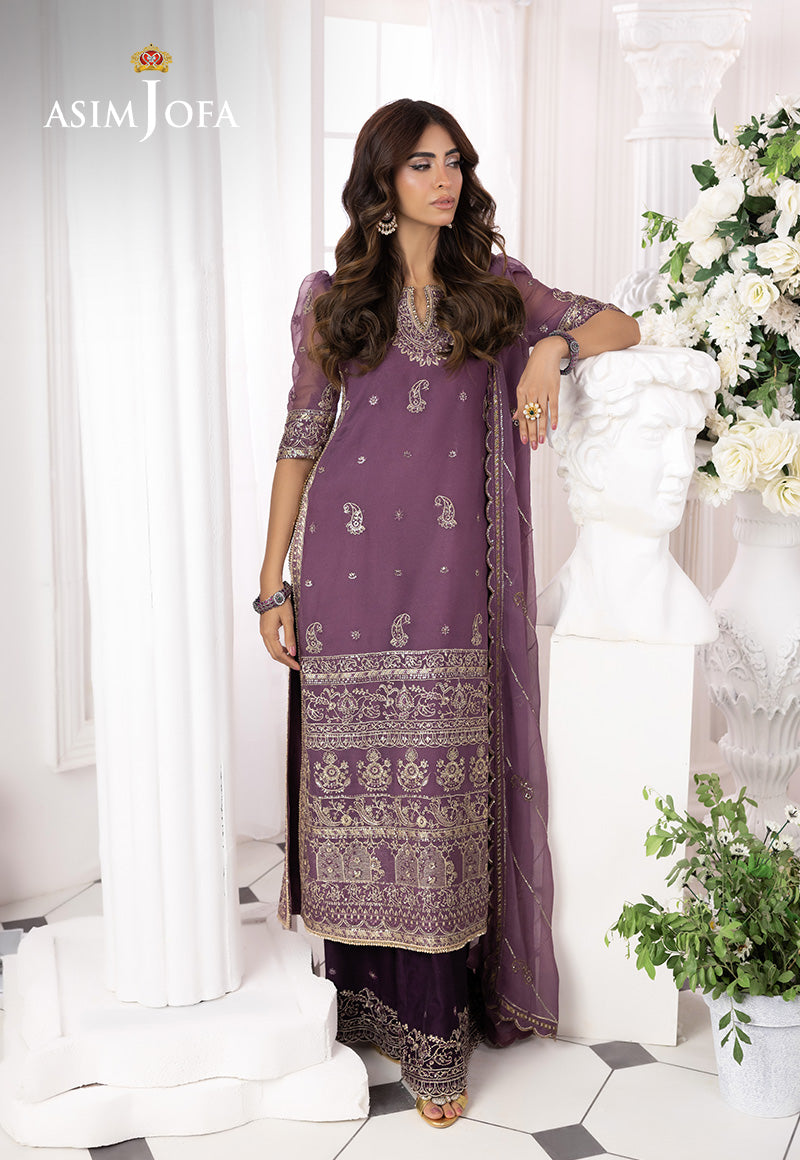 AJIZLD-16 EMBROIDERED CHIFFON STITCHED 3 PCS