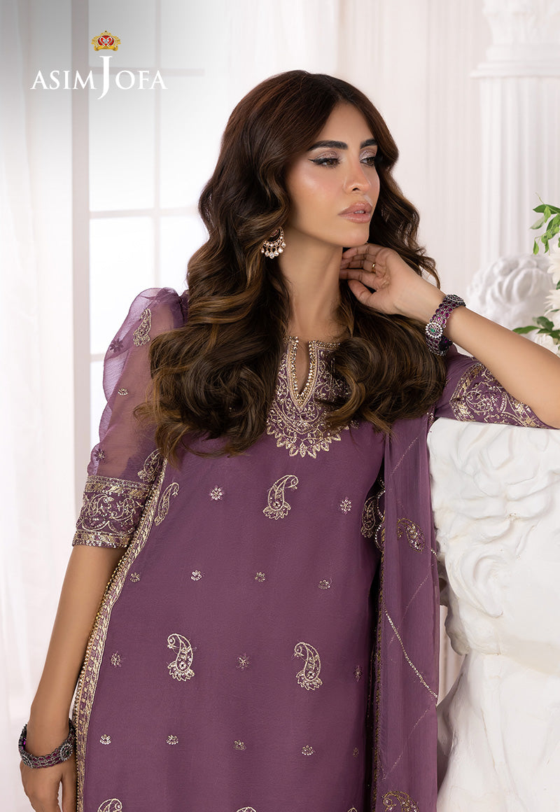 AJIZLD-16 EMBROIDERED CHIFFON STITCHED 3 PCS