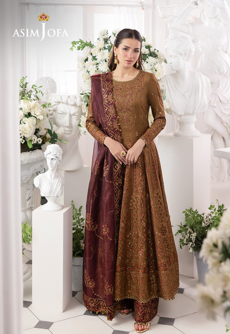 AJIZL-13 EMBROIDERED SPUN RAW SILK UNSTITCHED 3 PCS