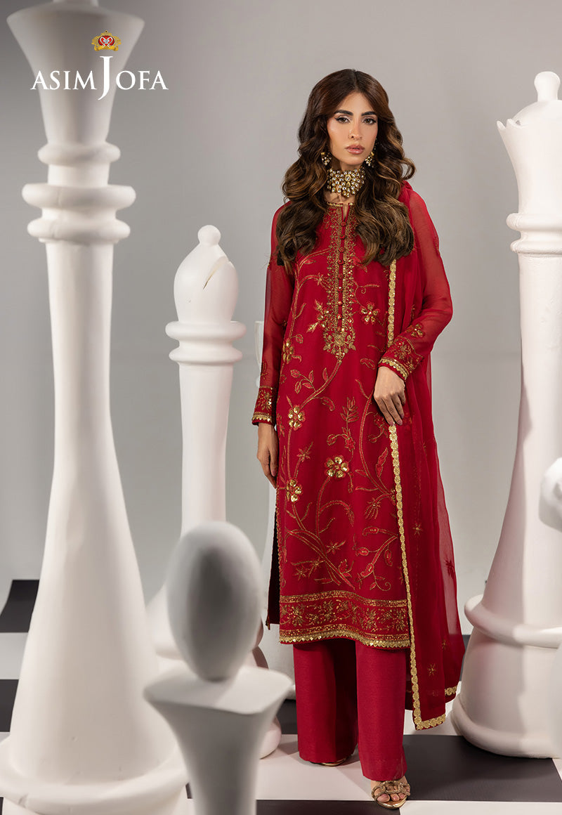 AJIZLD-19 EMBROIDERED CHIFFON Stitched 3 PCS