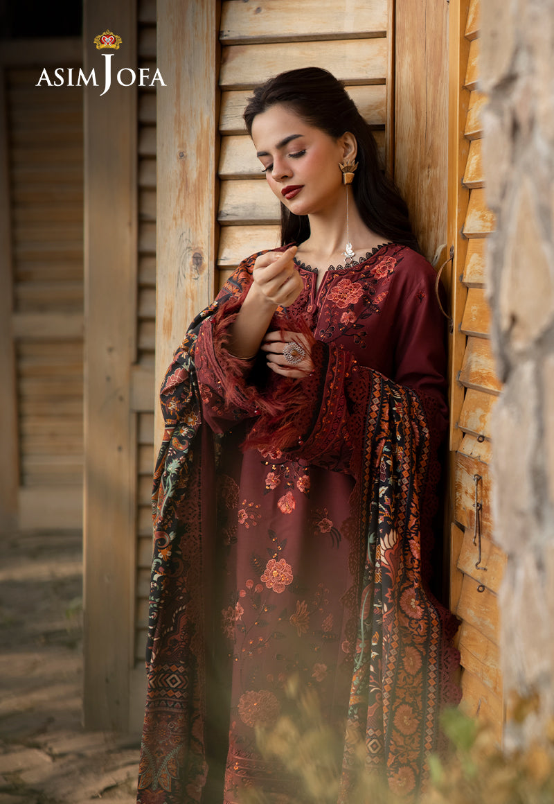 AJUWD-27 EMBROIDERED VISCOSE 3 Pcs