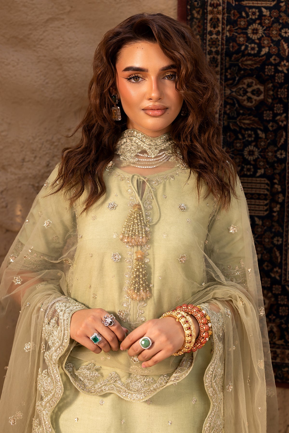 3-PC Embroidered Raw-Silk Suit CMA-5-044
