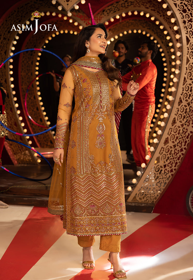 Ajfo-06 Embroidered Net Unstitched 3 Pcs