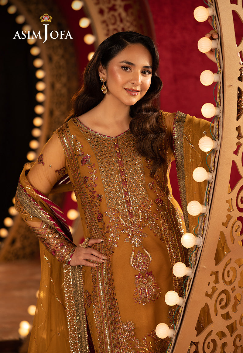 Ajfo-06 Embroidered Net Unstitched 3 Pcs