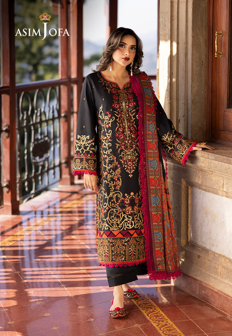 AJUWD-28 EMBROIDERED VISCOSE 3 Pcs