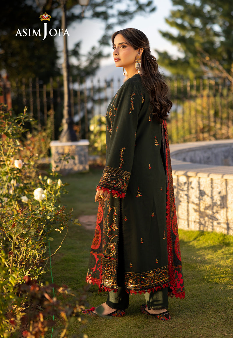 AJUWD-11 EMBROIDERED KHADDAR 3 Pcs