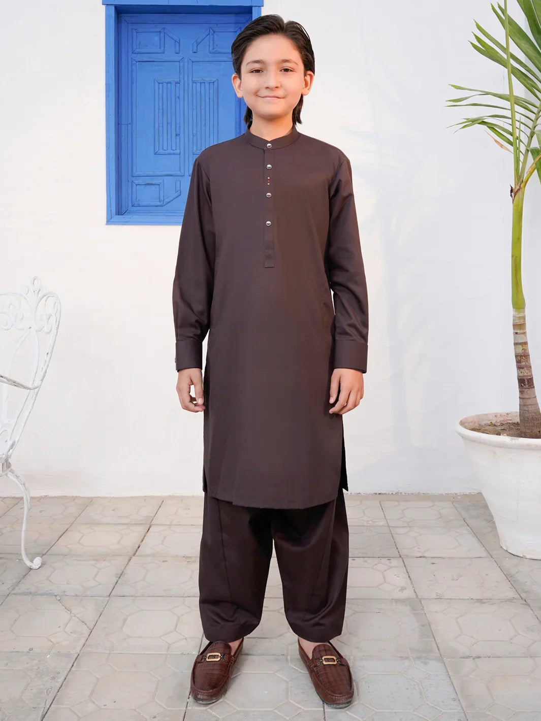 Brown Blended Kameez Shalwar - ALTET-KS-005-R1